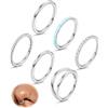 FIOROYAL 6 Pz Piercing Naso Cerchio Anello 18G8MM Septum Piercing Acciaio Chirurgico Piercing Orecchio per Donna Uomo Argento Trago Labbra Conch Helix Nostril Piercing Set