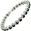 Rizilia Bracciale Tennis con Taglio Rotondo CZ [Simulata Onice Nero] in 18K Placcato in Oro Bianco, [18cm/7inch]