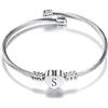 LSxAB Braccialetto da donna e ragazza con iniziale A-Z a forma di lettera, bracciale a manopola a forma di cuore, bracciali a ciondolo espandibili in acciaio inossidabile, gioielli regalo di