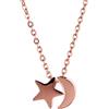 ELBLUVF Collana da donna in acciaio inox placcato oro rosa 18 K minimalista con ciondolo a forma di luna crescente e stella, colori a scelta, 9 mm, Acciaio inossidabile, Non pietra preziosa