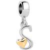 SBI Jewelry Charm da donna a forma di cuore, compatibile con braccialetti Pandora, con iniziale dell'alfabeto, gioiello da donna, Misura unica, Rame, Nessuna pietra preziosa