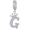 YOUFENG Jewellery Ciondolo in argento con lettera dell'alfabeto e corona, adatto per braccialetti Pandora, idea regalo per donne, Zirconia cubica