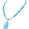 Gleamart - Collana lunga con ciondolo in gemma di turchese, collana con perline in stile bohémien per donne, Metallo