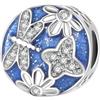 FGT Charm scintillante a forma di libellula floreale, compatibile con braccialetti Pandora Moments e zirconia cubica, Misura unica, Rame, Nessuna pietra preziosa