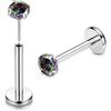 ADRAMATA G23 Titanio Piercing Labbro 16G Senza Filetto Push in Piercing Orecchio per Cartilagine/Helix/Tragus/Conch/Medusa/Daith - 6MM/8MM CZ Piercing Orecchio Titanio per Donne Uomini (2 Pezzi),8