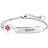 LSxAB Braccialetto con scritta in lingua inglese Heart Medical Alert ID, per donne e ragazze, braccialetto di pronto soccorso in acciaio inox,, Grande, Acciaio inossidabile, Nessuna pietra preziosa