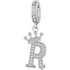 YOUFENG Jewellery Ciondolo in argento con lettera dell'alfabeto e corona, adatto per braccialetti Pandora, idea regalo per donne, Zirconia cubica