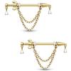 CM Crareesi Mania Piercing per capezzolo dorato da donna in acciaio chirurgico 14 G con ciondolo a goccia AB CZ