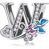 MUERDOU Charm in argento con lettera iniziale a forma di farfalla, per braccialetti Pandora, ciondoli fai da te, regali per donne