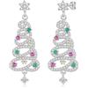 Toplstud Orecchini natalizi da donna, a forma di albero di Natale, renna, fiocco di neve, orecchini a cerchio, regali di Natale per donne e ragazze, 1*5*3.5cm, Oro bianco