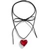 VCCKNB JEWELRY Collana a forma di cuore Y2K Collana rossa a forma di cuore grosso grosso collana girocollo gioielli alla moda per donne ragazze, 44+5.5cm, Cristallo, Collana Cuore Rosso