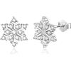 Candyfancy Orecchini a perno in argento Sterling 925, con fiocco di neve, vintage, da donna, ragazza, piccolo regalo di Natale, Zirconia cubica, Zirconia cubica