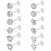 ZeSen Jewelry 12 Pz 16G Cancella Bioflex CZ Labret Monroe Anello Labbro Elica Trago Orecchini Cartilagine Stud Piercing (12pcs (4mm cz))