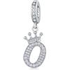YOUFENG Jewellery Ciondolo in argento con lettera dell'alfabeto e corona, adatto per braccialetti Pandora, idea regalo per donne, Zirconia cubica