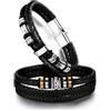 Dochais 2Pcs Bracciale Uomo, Bracciali In Vera Pelle Per Uomo, Bracciale Dell'Albero Della Vita Vichingo, Con Chiusura a Calamita, Nero, 23cm