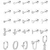JeweBella 25Pcs Orecchini Anallergici Acciaio Chirurgico Oro/Argento per Donna e Uomo - Piccoli Cerchio, Piercing Trago, Zirconia, Cartilagine Set