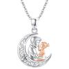 REDSUN Collana con ciondolo a forma di padre figlia, in argento Sterling 925, placcato oro rosa, luna celtica, regalo ipoallergenico per donna e figlia