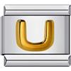 Mon & Sons U Lettera iniziale in oro giallo personalizzata in argento con alfabeto 9mm, compatibile con bracciale modulare a catena italiana