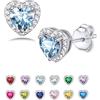 Seleneva Orecchini a perno da donna, in argento Sterling 925, con pietra di nascita, zirconia cubica, orecchini delicati, gioielli per compleanno, Natale, Festa di San Valentino, regali per mamma
