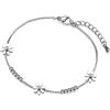 Lantine Braccialetto da donna in acciaio al titanio con catena a maglie a maglie a catena a strati con perline a forma di stella e foglia d'acero margherita, braccialetti regolabili con catena di