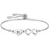 HEYEJET Braccialetto da donna in argento con cuore infinito 7°-100° per ragazze, numero fortunato, regalo di compleanno per lei, catena regolabile, Adjustable, Placcatura argento rame, Nessuna pietra