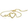 vissen Braccialetto da donna a forma di cuore con simbolo dell'infinito e zirconia cubica, placcato oro/oro rosa/argento, regolabile, in acciaio inox, gioiello alla moda, Acciaio inossidabile