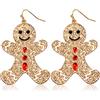 Herdear Orecchini Glitterati con Ciondoli Pendenti di Strass per Feste di Natale - Gioielli a Bottone per Donne e Ragazze - Regali Natalizi (Omino di Pan di Zenzero)
