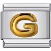 Mon & Sons G Lettera iniziale in oro giallo personalizzata con charm alfabetico in argento 9mm, compatibile con bracciale modulare a catena italiana