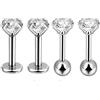 Candyfancy 1,2 mm CZ 16 G Piercing naso labret Tragus acciaio chirurgico stud orecchie, cartilagine, elix, labbro, orecchino Helic strass zirconia, pietra 2-4 mm, per regalo di Natale, zirconia