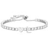 Halora Braccialetto Tennis in Argento Sterling per Donna, Braccialetti Regolabili con Iniziale Cuore A-Z Ipoallergenici Gioielli Regalo per San Valentino Compleanno per Ragazze Amiche Figlia Sorelle