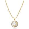 SBI Jewelry Collana zodiacale in oro da donna con pietra portafortuna costellazione Ariete Toro Gemelli Cancro Leone Vergine Bilancia Scorpione Sagittario Capricorno Acquario Pesci Compleanno