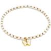 VLNET® | Vestopazzo bracciale elastico con perle e rettangoli in madreperla e acciaio 316L | ciondolo stella, farfalla, conchiglia, pesce e cuore | idea regalo (Perline con farfalla)
