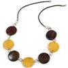 Avalaya Collana in legno marrone e conchiglia gialla con cordoncino in ecopelle, lunghezza 76 cm