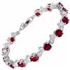 Rizilia Taglio Rotondo Simulata Rosso Rubino CZ 18K Placcato Oro Bracciale Tennis, [18cm/7inch]