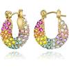 YeGieonr Orecchini Cerchio Huggie Oro per Donna, Acciaio Inossidabile Piccoli Cerchio Orecchini con Colorati Zirconia Cubic e Perle, Ipoallergenici Moda Gioielli Regalo per Donna e Ragazze