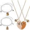 GTNCE Capybara - Collane dell'amicizia per 2 ragazze, graziose calamite, dorate, set da 4 pezzi, 2 collane e 2 braccialetti dell'amicizia Capybara, collana per migliore amica, per 2 ragazze, animali