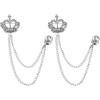 EMSea Confezione da 2 spille a forma di corona, con nappa, per uomo, idea regalo punk, spilla da bavero, catena con strass, spilla per collare, 12cm x 2.2cm x 2cm, Metallo, Nessuna pietra preziosa