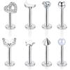 Gojewen piercing labbro 8 pezzi 16G 8mm piercing Labret In acciaio inox Argento piercing trago Medusa Labret labbro Gioielli per piercing Luna et Cuore in CZ