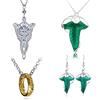 HJYZY 4pcs Vintage Foglia Verde Elfo Orecchini Pin Spilla Ciondolo Collana Catena Foglia Elfica Arago Arvven stella Ciondolo Collana Oro Tono L'anello Collana Pendente