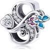 MUERDOU Charm in argento con lettera iniziale a forma di farfalla, per braccialetti Pandora, ciondoli fai da te, regali per donne, Smalto, Zirconie sintetico
