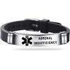 Medical ID Me - Braccialetti in silicone con avviso medico di emergenza, sensibilizzazione medica, epilessia, diabete, BPCO, fluidificante del sangue, unisex, in acciaio inox, regolabile, Misura unica