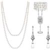 SAVITA Accessori Flapper Anni 20, 3 Pezzi Set Gioielli Anni 20 Perle Flapper Collana e Orecchini di Perle Finte Anni 20 Set di Anelli con Bracciale Accessori Anni 20 per Feste di Gatsby Feste in Costu