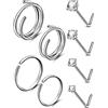 OUFER Body Piercing OUFER Piercing Corporei 8pz Solid Titanium L Shape Naso Piercing 20G Naso Stud Ossa Pin Anelli nasali Anelli per il naso Gioielli per Piercing del Corpo per donne e uomini