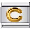 Mon & Sons C Lettera iniziale del nome in oro giallo personalizzata con charm in argento alfabetico 9mm, compatibile con bracciale modulare a catena italiana