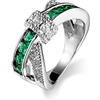Wycian Anello Personalizzato Donna, Veretta Zirconi Zirconia Cubica Verde Placcato Argento Pietra Preziosa Intarsiata per Donna Matrimonio Fedine Regali S3