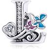 MUERDOU Charm in argento con lettera iniziale a forma di farfalla, per braccialetti Pandora, ciondoli fai da te, regali per donne