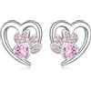 ITESSY Orecchini a perno in argento Sterling con stampa a forma di zampa di gatto, ipoallergenici, con zirconi cubici, gioielli per compleanno e Natale, orecchini scintillanti per donne e ragazze, Oro bianco