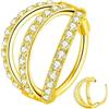 Popuhoops Anello da naso a triplo cerchio da 20 g, con zirconia cubica trasparente, in acciaio chirurgico 316L, gioiello per cartilagine, setto nasale, segmento, clic, conchiglia, daith, trago, elice,