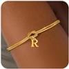 Aidenn Bracciale da donna in oro con lettere, impermeabile, placcato oro 18 carati, regolabile, impilabile, in oro, idea regalo per donne, 21 cm