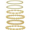 AUNEK Set di Braccialetti Elastici Dorati per Donna, 6 Pezzi con Perle Impilabili, Gioielli Minimalisti a Strati, Confezione Regalo